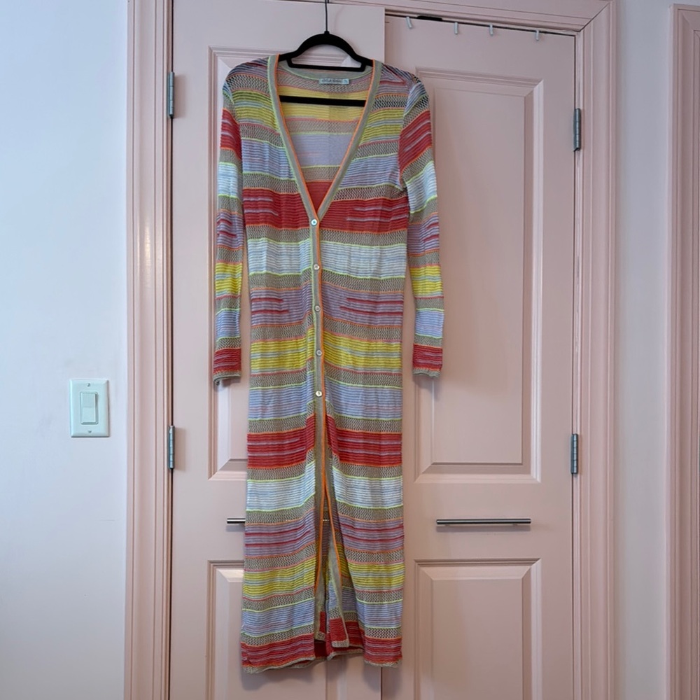 Anthropologie Colorful Striped Long Cardigan